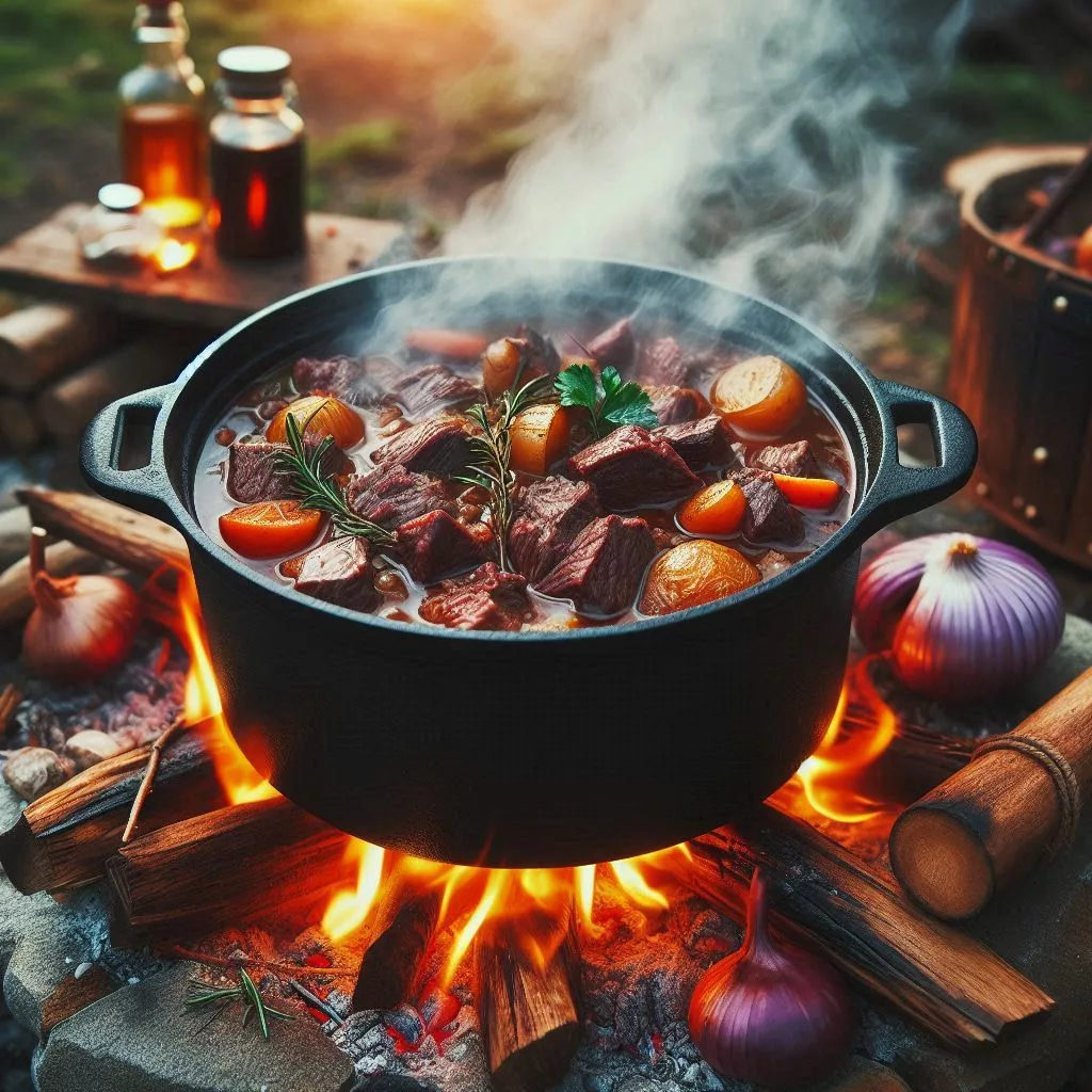 Beef stew one pot campfire dinner